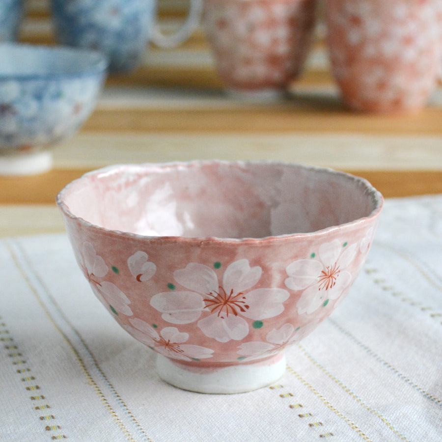 Sakura Flower Rice Bowl Pink Mino Ware