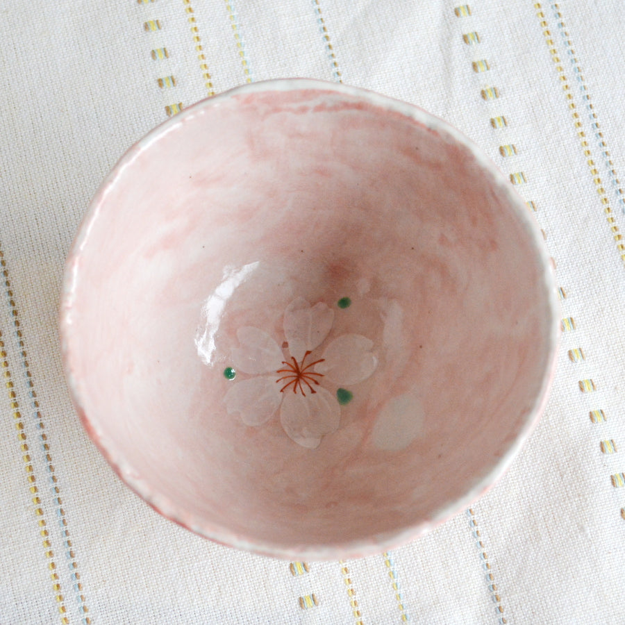 Sakura Flower Rice Bowl Pink Mino Ware