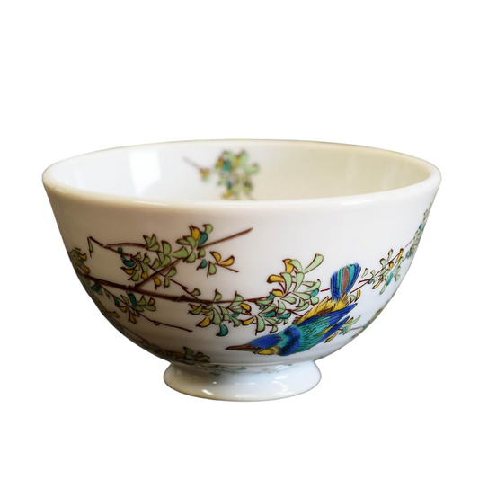Rice Bowl Blue Bird Ceramic Kutani Ware