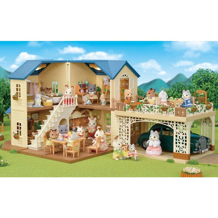 Sylvanian Families Blue Roof House With Carport Deluxe Set 22-Ci ...