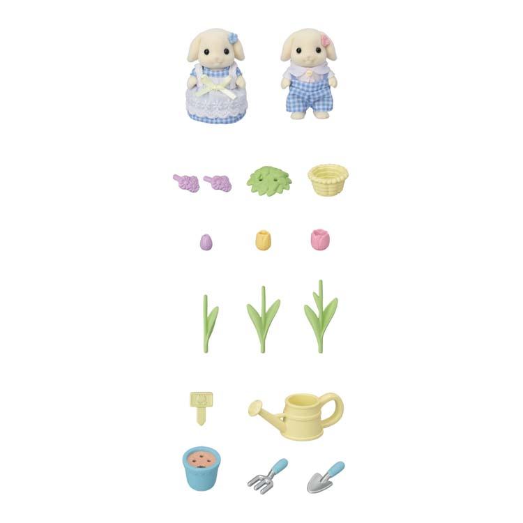 Sylvanian Families Flower Set - Flora Rabbit Siblings - Df-25