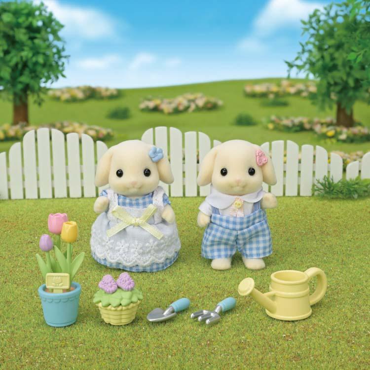 Sylvanian Families Flower Set - Flora Rabbit Siblings - Df-25