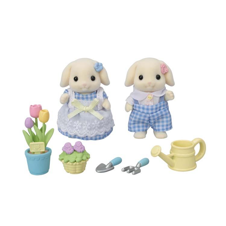 Sylvanian Families Flower Set - Flora Rabbit Siblings - Df-25