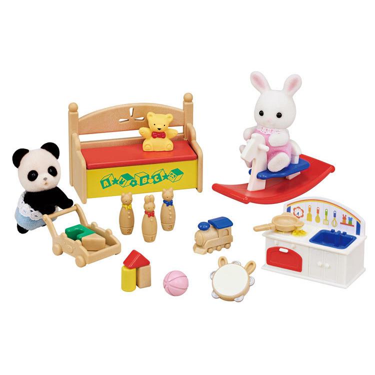 Sylvanian Families Toy Set - White Rabbit And Baby Panda - Df-20