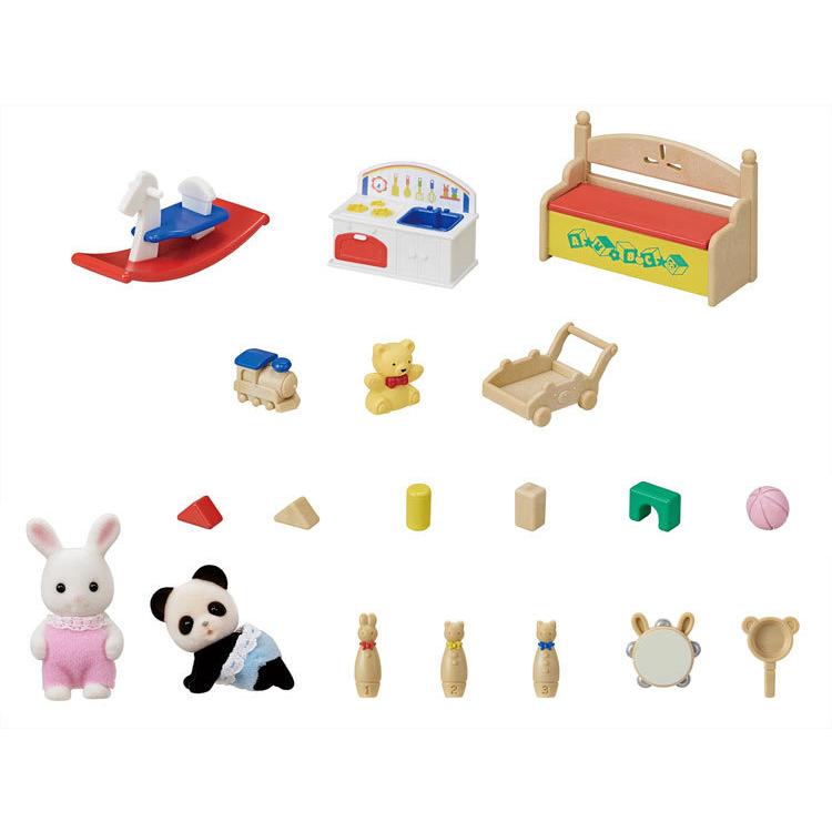 Sylvanian Families Toy Set - White Rabbit And Baby Panda - Df-20