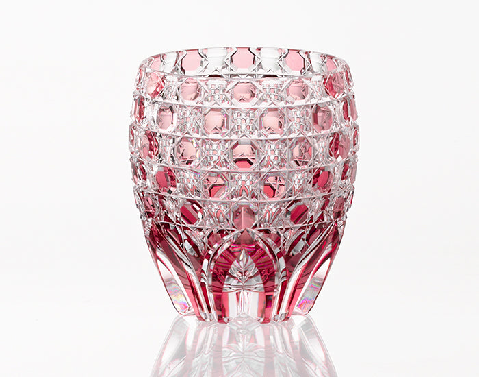 Kagami Crystal Edo Kiriko Rocks Glass Red [Saika] T792-3012-CAU