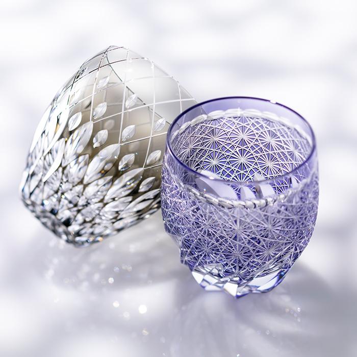 Kagami Crystal Edo Kiriko Rocks Glass Purple [Fuga] T775-3008-CMP