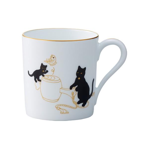 Tableware Mug Okura Touen Black Cat Parent and Child - Auspicious Story - II Mug "Uchide no Kozuchi"