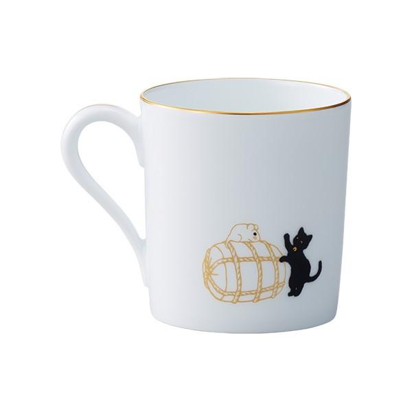 Tableware Mug Okura Touen Black Cat Parent and Child - Auspicious Story - II Mug "Uchide no Kozuchi"