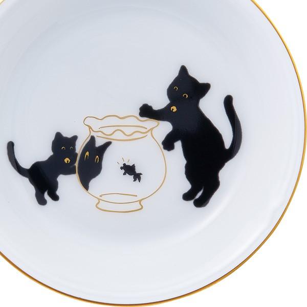 Tableware Okura Touen Black Cat Parent and Child -A Tale of Auspiciousness- II Mini Plate "Goldfish"