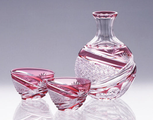 Kagami Crystal Edo Kiriko Glass Red 2708