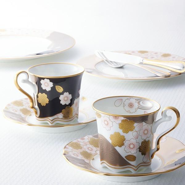 Tableware Cup Noritake NORITAKE Aya Minamo Coffee Bowl Plate Pair Set (Sakura Gold and Silver Color/Yozakura Gold and Silver Color)