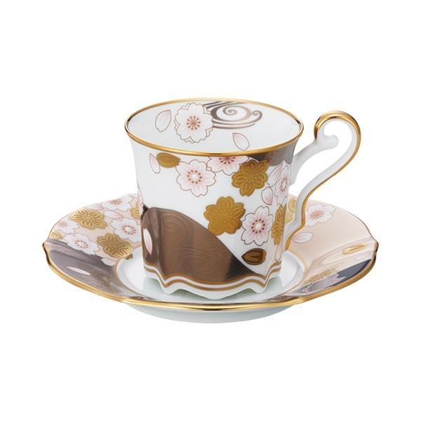 Tableware Cup Noritake NORITAKE Aya Minamo Coffee Bowl Plate Pair Set (Sakura Gold and Silver Color/Yozakura Gold and Silver Color)