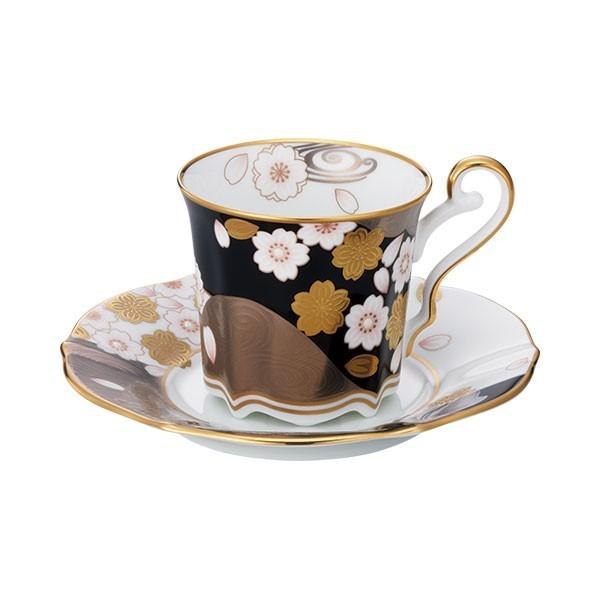 Tableware Cup Noritake NORITAKE Aya Minamo Coffee Bowl Plate Pair Set (Sakura Gold and Silver Color/Yozakura Gold and Silver Color)