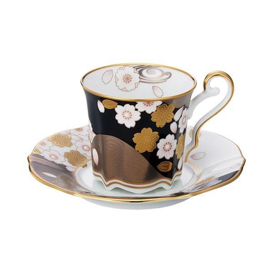 Tableware Cup Noritake NORITAKE Aya Minamo Coffee Bowl Plate (Yozakura Gold and Silver Color)