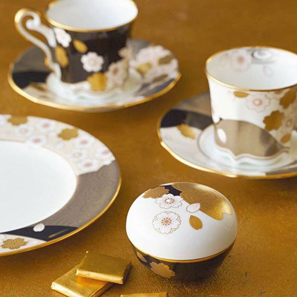 Tableware Cup Noritake NORITAKE Aya Minamo Coffee Bowl Plate (Yozakura Gold and Silver Color)