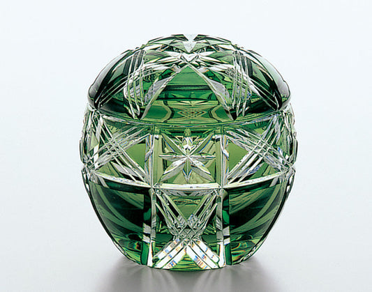 Kagami Crystal Edo Kiriko Ornament Green EL103-1887-CGR