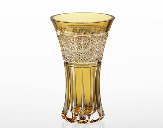 Kagami Crystal Edo Kiriko Vase Yellow F304-2907-CUM