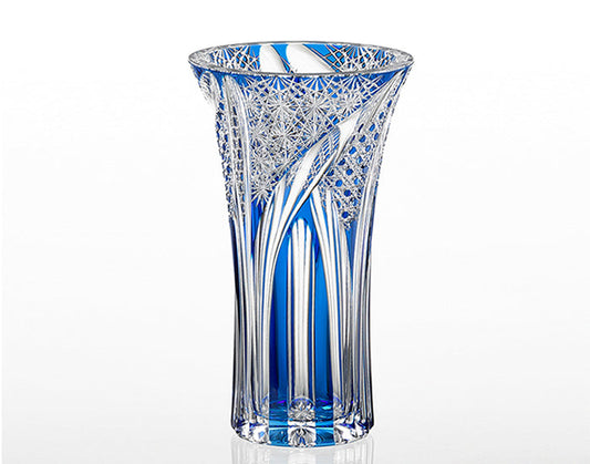 Kagami Crystal Edo Kiriko Vase Blue F452-2911-CCB