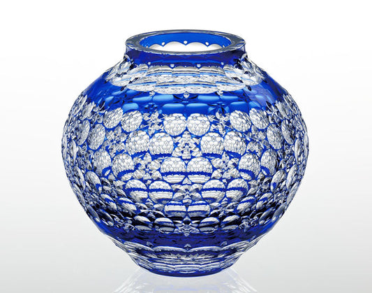 Kagami Crystal Edo Kiriko Vase Blue F463-2708-CCB