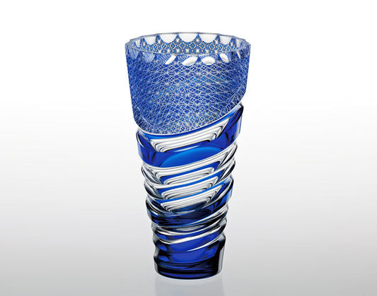 Kagami Crystal Edo Kiriko Vase Blue F486-2717-CCB