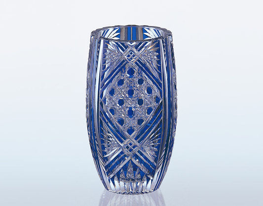 Kagami Crystal Edo Kiriko Vase Blue F673-1845-CCB