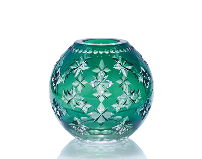 Kagami Crystal Edo Kiriko Vase Green F713-2924-CGR