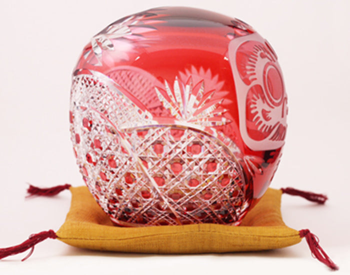 Kagami Crystal Edo Kiriko Ornament Red Q337-2303-CAU