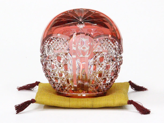 Kagami Crystal Edo Kiriko Ornament Red Q338-2303-CAU