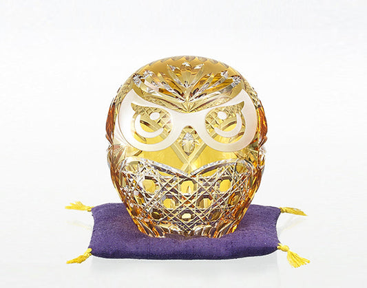 Kagami Crystal Edo Kiriko Ornament Yellow Q338-2899-CUM