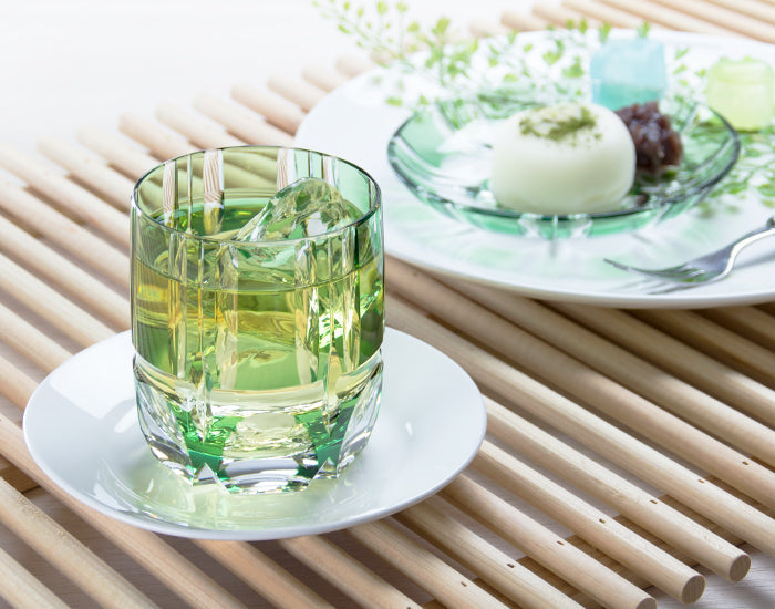 Kagami Crystal Edo Kiriko Glass Green [Bamboo Zen] T117-1908-CGR