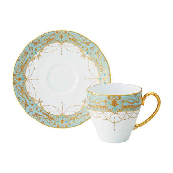 Tableware Cup Noritake NORITAKE Homage Collection Coffee Bowl and Plate (Blue and White Painted Arabesque Pattern)