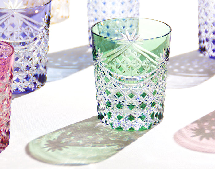Kagami Crystal Edo Kiriko Glass Green T370-2835-CGR