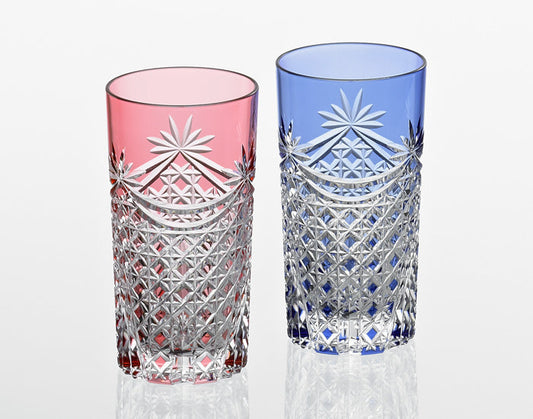 Kagami Crystal Edo Kiriko Glass Red Blue TPS369-2835-AB