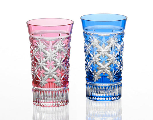 Kagami Crystal Edo Kiriko Glass Red Blue TPS587-2951-AB