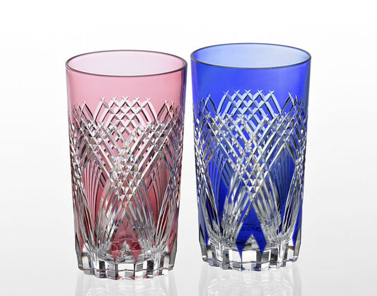 Kagami Crystal Edo Kiriko Glass Red Blue TPS740-2757-AB