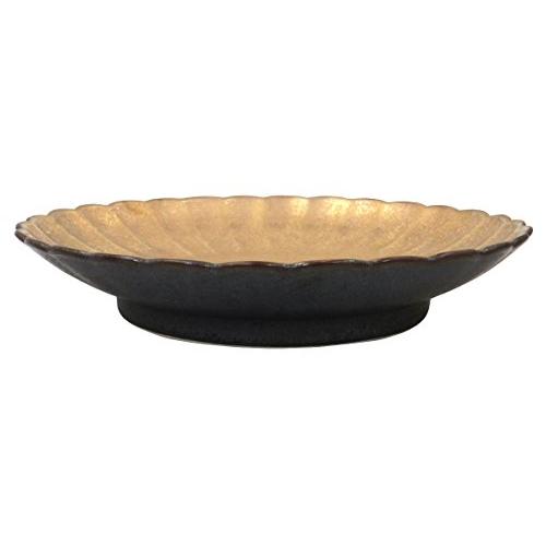 Arita Ware, Toetsu Kiln, Gold And Silverware, Chrysanthemum, 6-Inch Plate, Black Yuzu Interior, Gold Color 467188-514