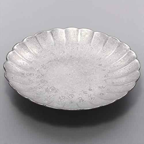 Arita Ware Pottery Kiln 4.5 Inch Plate Chrysanthemum Shape Black Yuzu Inner Silver Color 467189-517