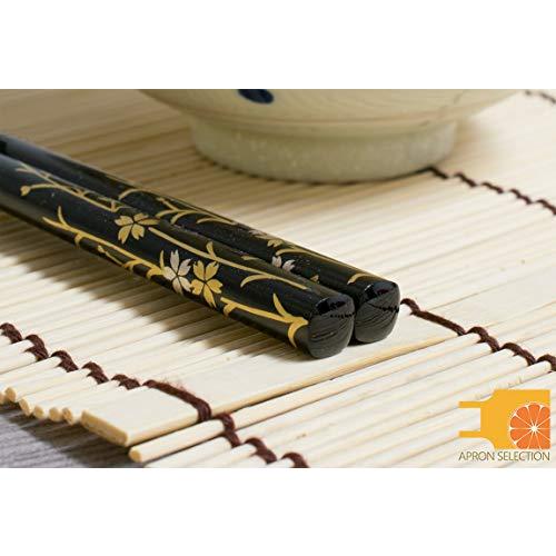 Hashimoto-Kousaku Sikkiten Wajima Urushi Chopsticks Natural Lacquer Setsugetsu Fuuka Thread Cherry Blossoms Black Paulownia Box Made in Japan 414380