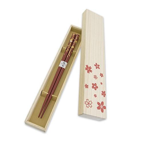 Hashimoto-Kousaku Sikkiten Wajima Urushi Chopsticks Natural Lacquer Setsugetsu Fuuka Thread Cherry Blossom Vermillion Paulownia Box Made in Japan 414397