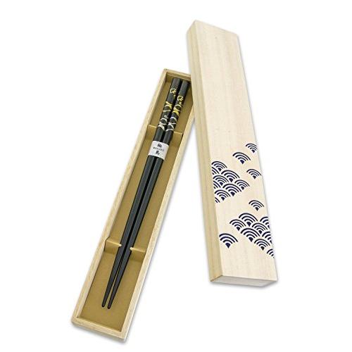 Hashimoto-Kousaku Sikkiten Wajima Urushi Chopsticks Natural Lacquer Setsugetsu Fuuka Wave Bird Black Paulownia Box Made in Japan 414489