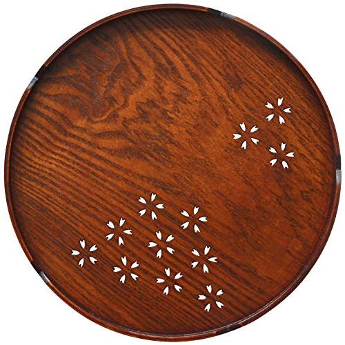 Kicoriya Round Tray Wooden 30Cm Tray Round Wood Obon Round Tray Round Tray Round Cafe Large