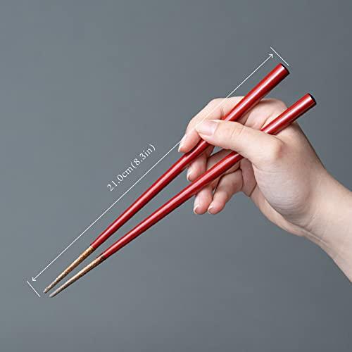 Kasyou Studio Kasho Kobo Urushi Health Chopsticks Noto Hiba Lacquer Coating (Vermilion / 21.3cm / Made in Japan) Luxury Kaga Makie Stylish Chopsticks (Makeup)