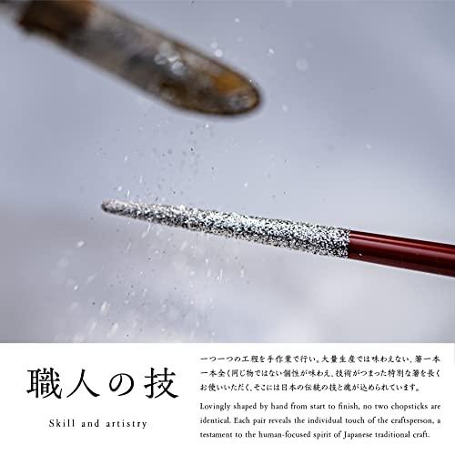 Kasyou Studio Kasho Kobo Urushi Health Chopsticks Noto Hiba Lacquer Coating (Vermilion / 21.3cm / Made in Japan) Luxury Kaga Makie Stylish Chopsticks (Makeup)