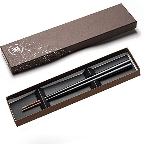 Kasyou Studio Kasho Koubou Urushi Health Chopsticks Noto Hiba Lacquer Coating (Black / 22.5cm / Made in Japan) Luxury Kaga Makie Stylish Chopsticks (Cosmetic Box)