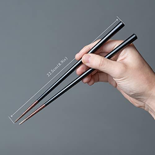 Kasyou Studio Kasho Koubou Urushi Health Chopsticks Noto Hiba Lacquer Coating (Black / 22.5cm / Made in Japan) Luxury Kaga Makie Stylish Chopsticks (Cosmetic Box)