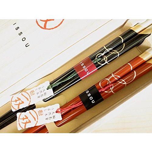 Wajima lacquer couple's pair of chopsticks, Yoimachizuki, paulownia box