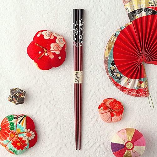 Chopsticks, silver cherry blossom, red, unisex size, with design paulownia box and wrapping, 60th birthday, 60th birthday gift, gift [69]