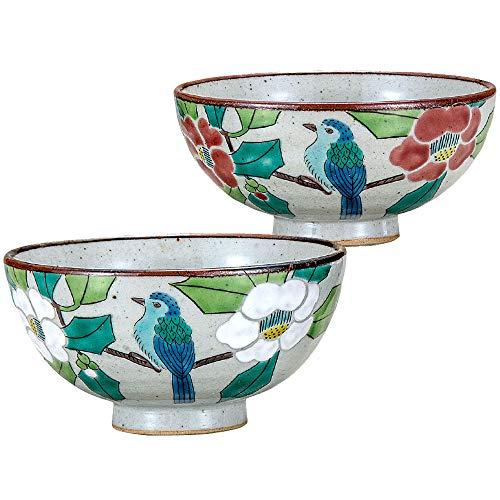 Japanese Tableware Kutani Ware Married Couple Bowl Camellia And Bird Ak5-0479