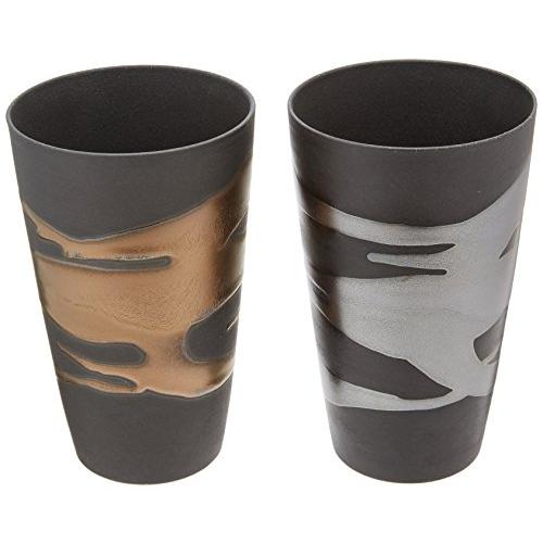 Ale-net Gold and Silver Foaming Cup Pair Mino Ware in Wooden Box